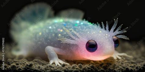 baby axolotl lying on the bottom of aquarium Stock Illustration | Adobe ...