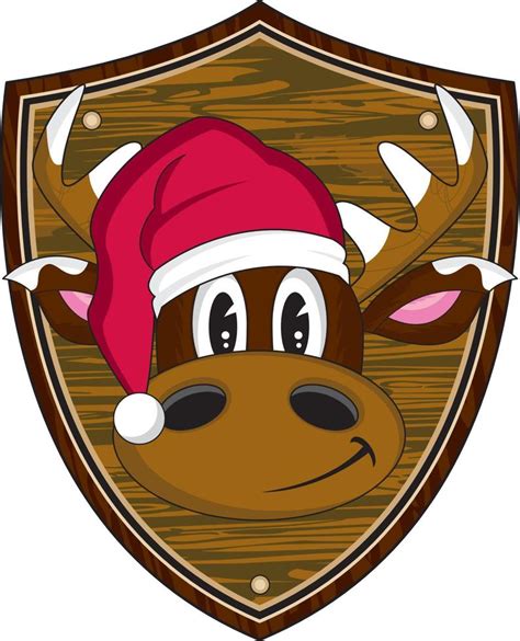 Cartoon Santa Claus Christmas Reindeer on Trophy Mount 21740433 Vector ...