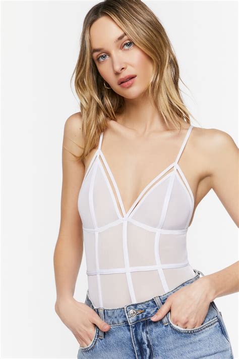 Plunging Mesh Caged Bodysuit