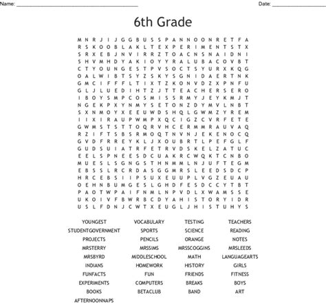 6th Grade Word Search Printable Word Search Printable | Printable Word ...