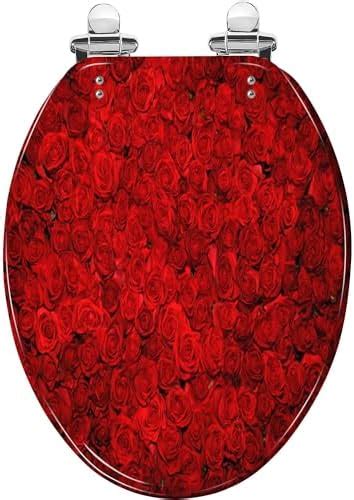 Elongated Toilet Seat Looking Upon A Bed Red Roses Resin Toilet Seat