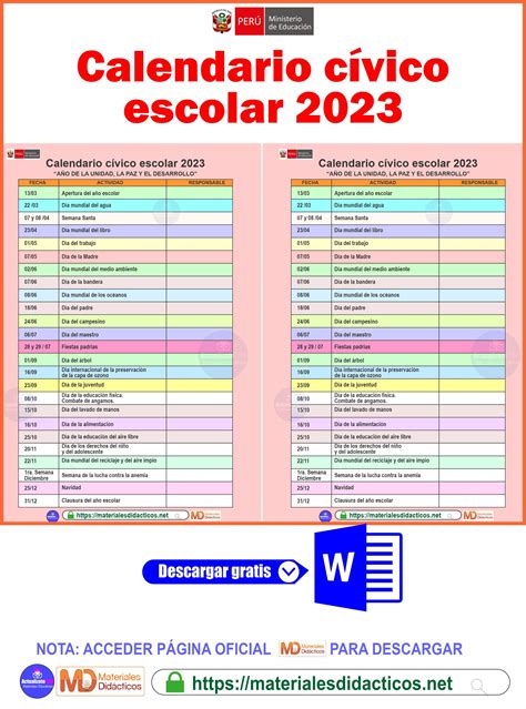 Calendario C Vico Escolar Materiales Didacticos