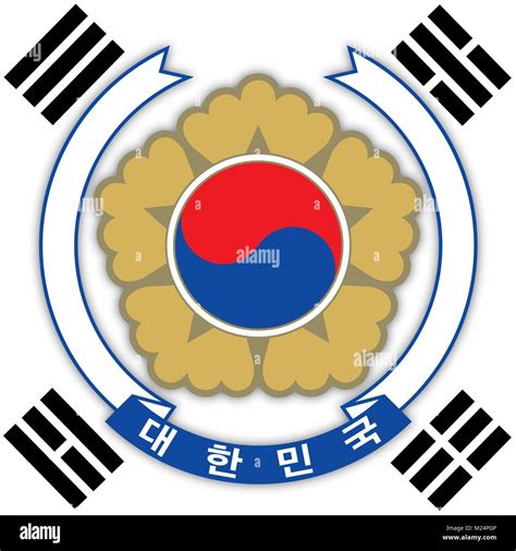 South Korea Coat Of Arms And Flag Official Symbols Of The Nation Stock