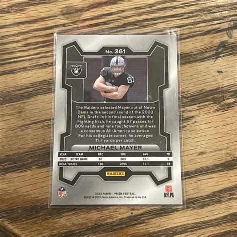 Panini Prizm Michael Mayer Base Rc Rookie Las Vegas Raiders