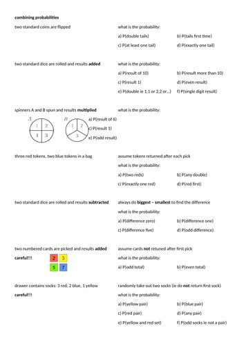 probability combining probabilities teaching resources