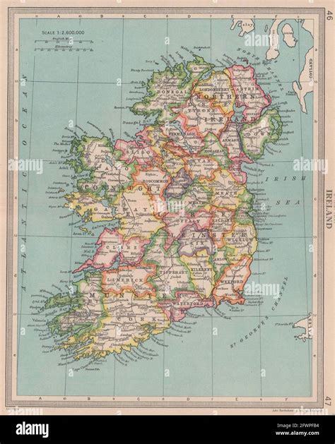 Ireland in provinces & counties. Antique map. BARTHOLOMEW 1949 old ...