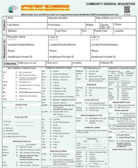 Printable Lab Requisition Form Template 42354 Hot Sex Picture