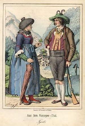 Aus dem Passeyer Thal Tyrol Kolorierte Lithographie von Julius Döring