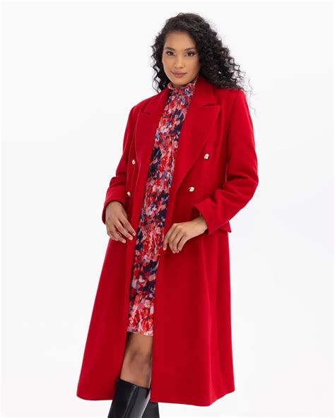 Button Detailed Double Breasted Collared Coat Secilstore