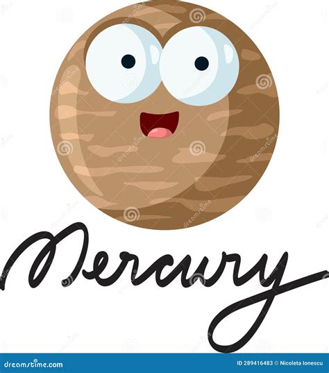 Happy Mercury Planet Vector Cartoon Design Illustration Stock Vector