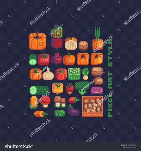 Farm Vegetables Pixel Art Icons Set Gabbage Royalty Free Stock