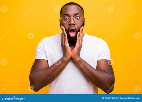 Photo Of Terrified Shocked Black Man Having Been Negatively Surprised