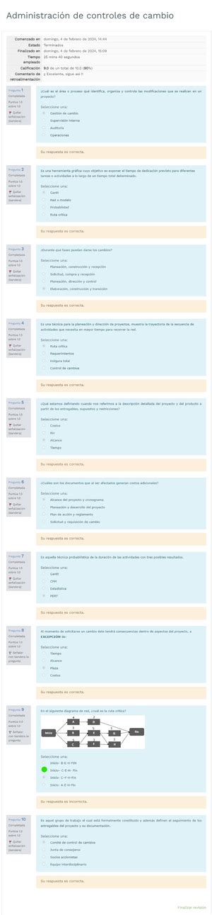 Semana Examen Administracion De Recursos En Las Operaciones