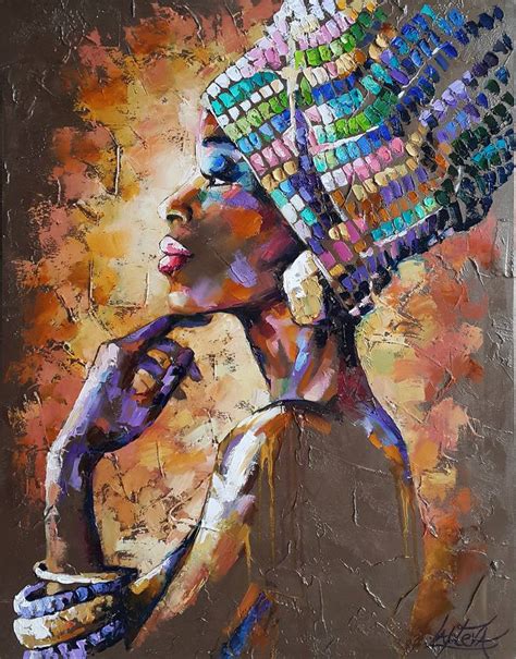 Painting Portrait African Woman Abstract Portrait Girl Face Original