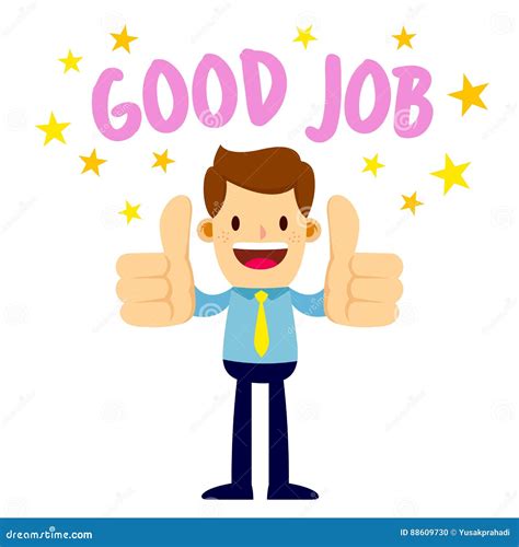 Thumbs Up For Good Performance Vector Cartoon Illustration