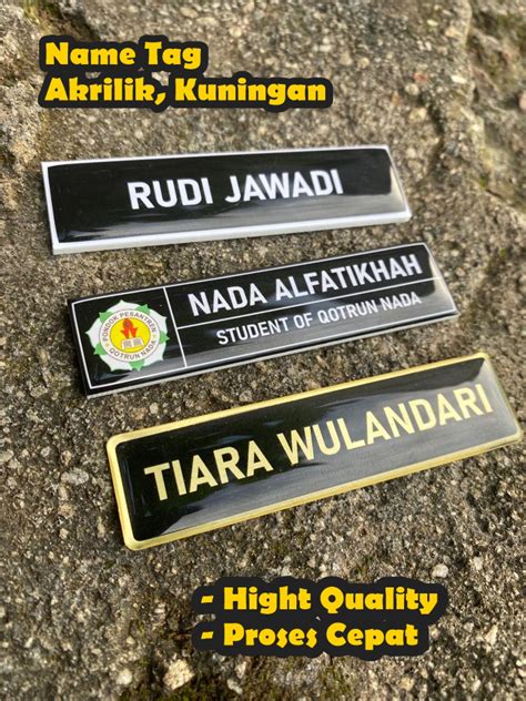 Jual Name Tag Nama Dada Papan Nama Akrilik Kuningan Custom