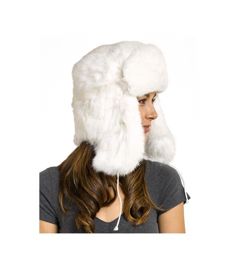 The Moscow Full Fur Rabbit Ladies Russian Hat in White: FurHatWorld.com