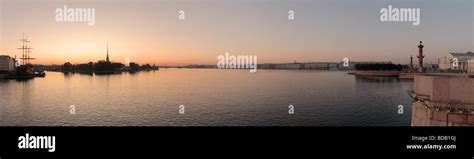 Wide Panoramic View Of The Neva River Peter And Paul Fortress Spit Of