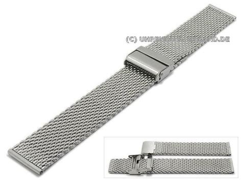 Uhrenarmband Pb MC337 22mm Milanaise Mittelstarkes Geflecht Sicherheits