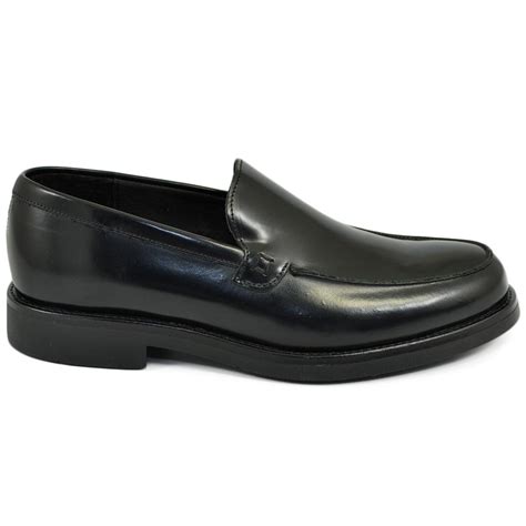 Scarpe Uomo Mocassini Inglese College Liscio Vera Pelle Nero Elegante