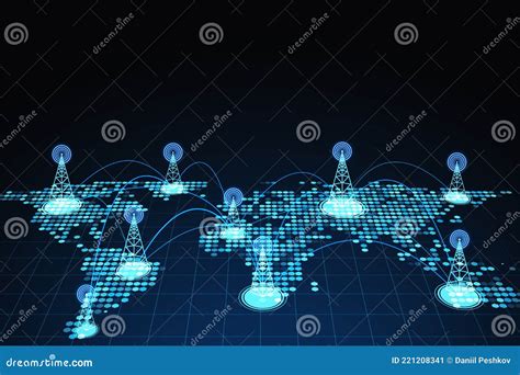 Mapa Digital Brillante Brillante Con Pines De Ubicación En Fondo Azul