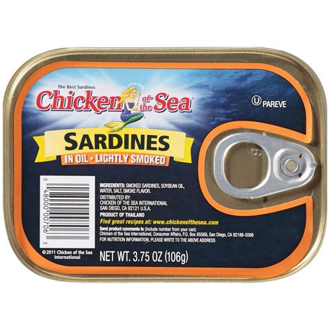 Chicken Of The Sea Sardines In Oil Lightly Smoked 3 75 Oz Walmart