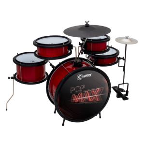 Bateria Infantil Luen Pop Max Vermelha Baterias Ac Sticas Percuss O