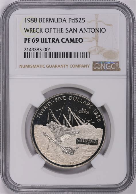 Bermuda 1988 Palladium $25 Shipwreck of The San Antonio KM-63 NGC Proof