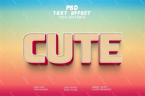 Cute Font Style Text Effect Photoshop Premium Psd File