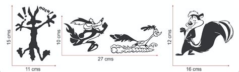 Stickers Vinil Negro Coyote Correcaminos Set 3 Piezas Meses Sin Intereses