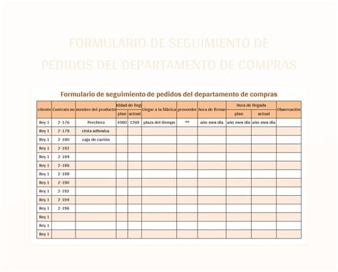 Plantilla De Excel Formulario De Seguimiento De Pedidos Del