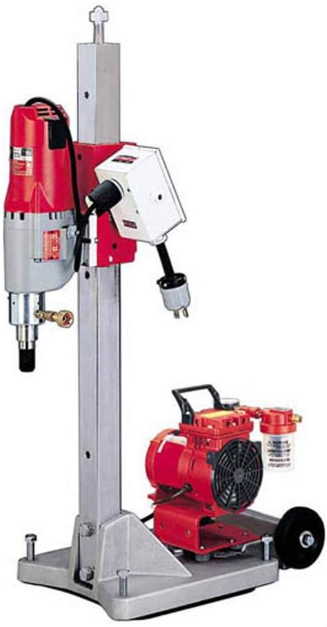 Milwaukee 4120 22 Diamond Coring Rig With Base Stand Vac U Rig Kit Meter Box And 4096 Diamond