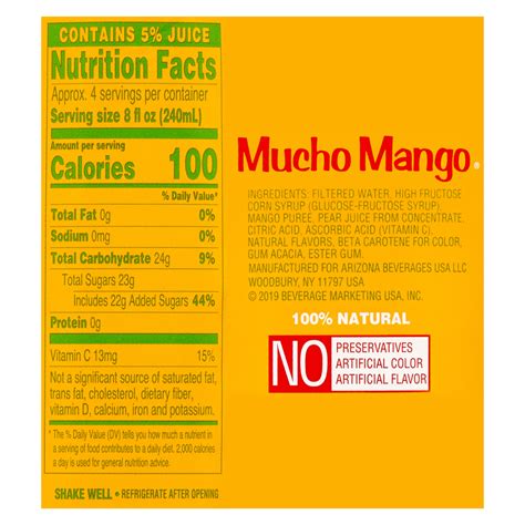 Arizona Mucho Mango Juice Oz Btl Drinks Fast Delivery By App Or Online