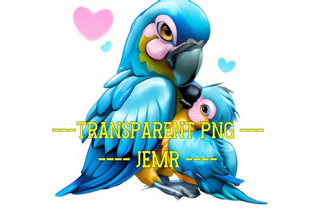 Baby Blue Macaw and MOTHER / PNG 71 Graphic by jemr · Creative Fabrica