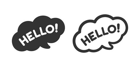 Cute Hello Greeting Speech Bubble Icon Set Simple Flat Vector