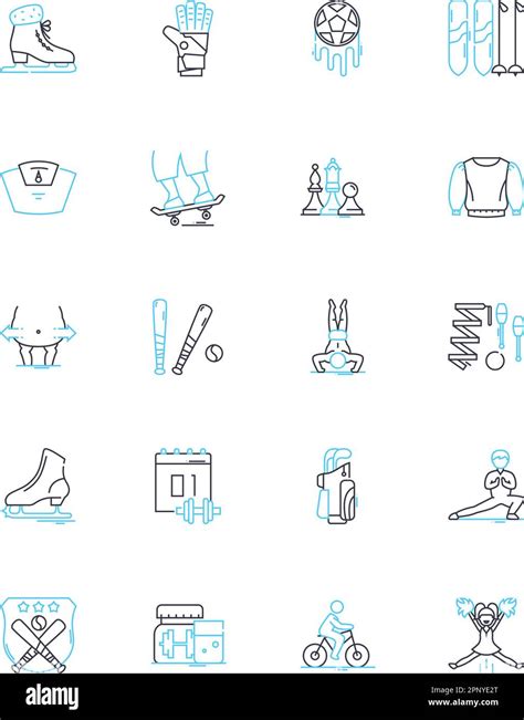 Health Industry Linear Icons Set Wellness Nutrition Fitness