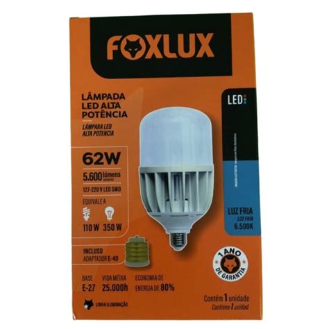 KIT 10 LAMPADA 62W 6500K BIVOLT E27 ALTA POTENCIA FOXLUX Elétrica