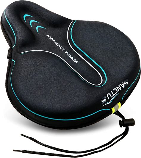 Bike Seat Cushion Cover Memory Foam Large Wide Bicycle Saddle Soft For Men Women Comfort