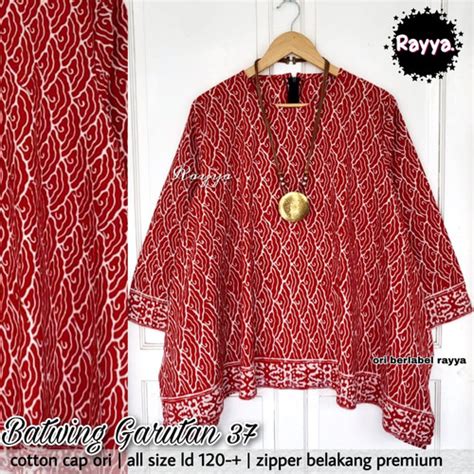 Jual Baju Batik Solo Atasan Batik Wanita Blouse Cap Garutan Merah Putih