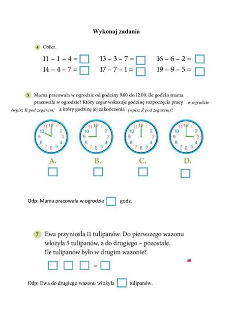 Dodawanie I Odejmowanie W Zakresie 20 Worksheet Workbook School