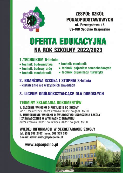 Oferta Edukacyjna Na Rok Szkolny Zesp Szk