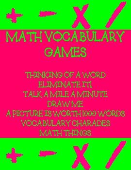 MATH VOCABULARY GAMES by Mrs. P's Ideas | Teachers Pay Teachers