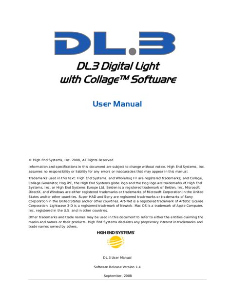 High End Systems Dl User Manual