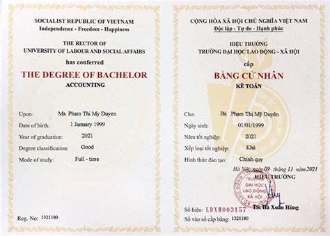 Mẫu bằng tốt nghiệp đại học Trường Đại học Lao động Xã hội Trường