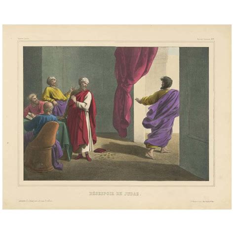 Antique Religious Print No 31 The Despair Of Judas Circa 1840 For