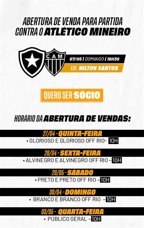 Botafogo X Atl Tico Mg Ingressos Venda Para S Cios Do Plano Glorioso