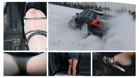 HOT Crazy Drift Really Hard Braking And Amazing Upskirt In Powerful Volvo In Deep Snow Emily