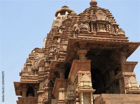 The Western Group Of Khajuraho Temples On A Clear Day Madhya Pradesh