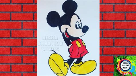 How To Draw A Cute Mickey Mouse Cartoon Drawing Youtube