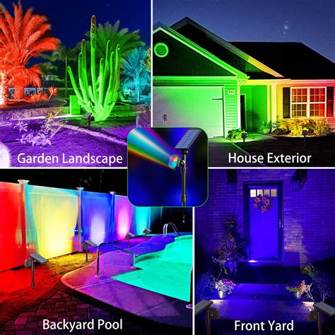 JSOT Solar Lights Outdoor Color Changing Solar Spot Lights Outdoor